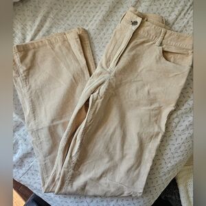 Tan Corduroy High Waisted Straight Leg Pants